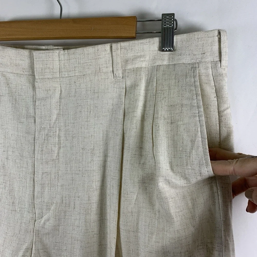 VTG Ash Creek Mens Pleated Dress Pants 40x32 Beige Resort Coastal Old Money USA